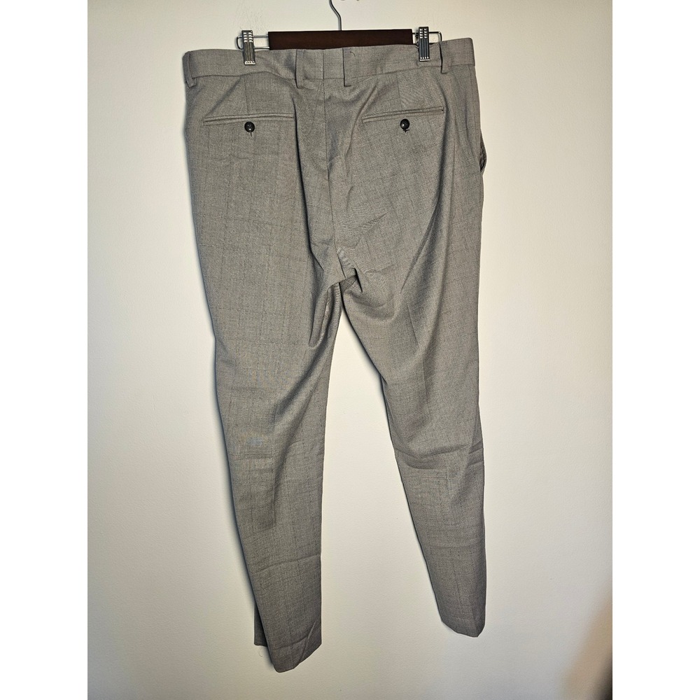 [Business Casual] Calvin Klein Dress Pants Mens 36x30 Grey Windowpane Trousers - Picture 2 of 8